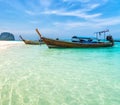 Amazing view of beautiful beach with traditional thailand longtale boat. Location: Bamboo island, Krabi province, Thailand, Royalty Free Stock Photo