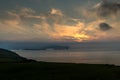 Beautiful sunset landscape beauiful view Ireland seascape clouds sun Dunquin Ring of Dingle Royalty Free Stock Photo