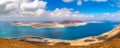 Amazing view of beautiful volcanic island Graciosa - panoramic view near Mirador del rio, Lanzarote. Location: north of Lanzarote