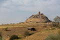 Amazing view at the Belmez medieval Castle, as it sits on top of a high limestone rocky outcrop, surround landscape and Belmez