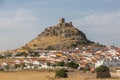 Amazing view at the Belmez medieval Castle, as it sits on top of a high limestone rocky outcrop, surround landscape and Belmez