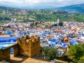 Amazing view of the blue city of Chefchaouen in the Rif mountains. Location: Chefchaouen, Morocco, Africa. Artistic picture.