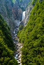 Amazing view about the boka waterfall in Triglav national park Slovenia. Royalty Free Stock Photo