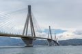 Amazing view of The cable bridge between Rio and Antirrio, Patra, Greece Royalty Free Stock Photo