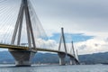 Amazing view of The cable bridge between Rio and Antirrio, Patra, Greece Royalty Free Stock Photo