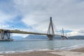 Amazing view of The cable bridge between Rio and Antirrio, Patra, Greece Royalty Free Stock Photo