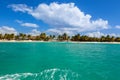 Amazing view of Caribbean beach with white sand and beautiful exotic palm trees, Dominican Republic, Caribbean Islands Royalty Free Stock Photo