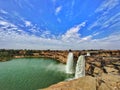 The amazing view of the chitrakoot waterfalls having beautiful blue background and pure water Royalty Free Stock Photo