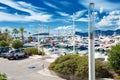 Amazing view of the city of Cannes, France, palm trees, yachts Royalty Free Stock Photo