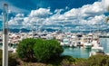 Amazing view of the city of Cannes, France, palm trees, yachts Royalty Free Stock Photo