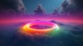 An amazing view of colorful rainbow ring over colorful clouds generative AI Royalty Free Stock Photo