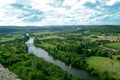 Amazing view on Dordogne river and green hills from high Royalty Free Stock Photo