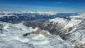 Amazing view from a drone over the snowy mountain hills Royalty Free Stock Photo