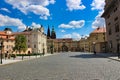 Amazing view on empty square in Prague, famous Prague Castle