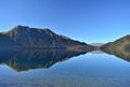 Mountain view with clouds, lakes, New Zealand Fjordland