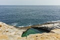 Amazing view of Giola Natural Pool in Thassos island, Greece Royalty Free Stock Photo