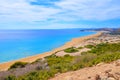 Amazing view of the Golden Beach in Karpas Peninsula, Turkish Northern Cyprus taken on a sunny summer day. Royalty Free Stock Photo