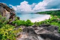 Amazing view at Grande Anse beach located on La Digue Island, Seychelles Royalty Free Stock Photo