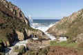 Amazing view of grassy rocky cliffs by the cantabrian sea with violent waves, asturias, spain - Asturian concept