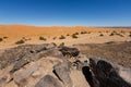 Amazing view of the great sand dunes in the Sahara Desert, Erg Chebbi, Merzouga, Morocco Royalty Free Stock Photo