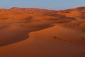 Amazing view of the great sand dunes in the Sahara Desert, Erg Chebbi, Merzouga, Morocco Royalty Free Stock Photo