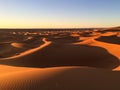 Amazing view of the great sand dunes in the Sahara Desert, Erg Chebbi, Merzouga, Morocco Royalty Free Stock Photo