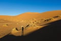 Amazing view of the great sand dunes in the Sahara Desert, Erg Chebbi, Merzouga, Morocco Royalty Free Stock Photo