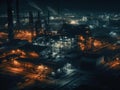 An amazing view of a high-tech industrial facility at night created with Generative AI