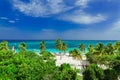 Amazing view of Holguin province tropical inviting beach and tranquil azure turquoise ocean Royalty Free Stock Photo