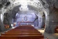 Zipaquira, Colombia; January 04 2020: Amazing view inside of the salt Cathedral in Zipaquira, where people can see the mine and th Royalty Free Stock Photo