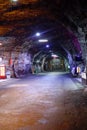 Zipaquira, Colombia; January 04 2020: Amazing view inside of the salt Cathedral in Zipaquira, where people can see the mine and th Royalty Free Stock Photo