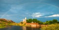 Amazing view on Jaswanth Thada mausoleum after the rain with a r Royalty Free Stock Photo