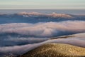 Amazing view from Jested mountain peak . Typical snowy morning, Czech republic.