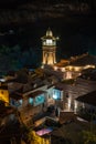 Amazing View of Jumah Mosque, Sulphur Baths and famous colorful balconies in old historic district Abanotubani at night. Tbilisi, Royalty Free Stock Photo