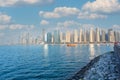 Amazing view of Jumeirah beach residence, futuristic district in Dubai, Uae Royalty Free Stock Photo