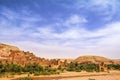 Amazing view of Kasbah Ait Ben Haddou near Ouarzazate in the Atlas Mountains of Morocco. UNESCO World Heritage Site since 1987. Royalty Free Stock Photo