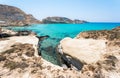 Amazing view of Koufonisi island with magical turquoise waters, lagoons, tropical beaches of pure white sand. Royalty Free Stock Photo