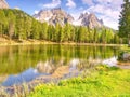 Amazing view of the Lago Di Antorno bellow Tre Cime di Lavaredo,