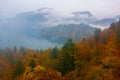 Amazing view of Lake Bled at foggy autumn morning Royalty Free Stock Photo