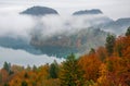 Amazing view of Lake Bled at foggy autumn morning Royalty Free Stock Photo