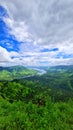 Amazing view of lake and clouds in Mahabaleshwar from top of mountain. Royalty Free Stock Photo