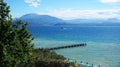 Amazing view of Lake Garda from the park Parco Pubblico Tomelleri in Sirmione town, Italy Royalty Free Stock Photo