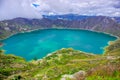 Amazing view of lake of the Quilotoa caldera. Quilotoa is the western volcano in Andes range and is located in andean