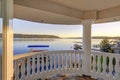 Amazing view of Lake Washington from upper balcony at sunset Royalty Free Stock Photo