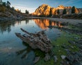 Amazing view of Limides Lake and Lagazuoi mountain in sunlit Royalty Free Stock Photo