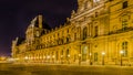 Amazing view of Louvre Museum at night in Paris France Royalty Free Stock Photo
