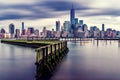 amazing view lower Manhattan , financial district with sunset, New York City