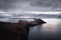 Amazing view in Madeira at sunset light with lava rocks and the Atlantic ocean Royalty Free Stock Photo