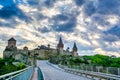 Amazing view of the medieval castle fortress in Kamianets-Podilskyi, Ukraine. Royalty Free Stock Photo