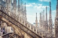 Amazing view of the Milan Cathedral roof, Italy